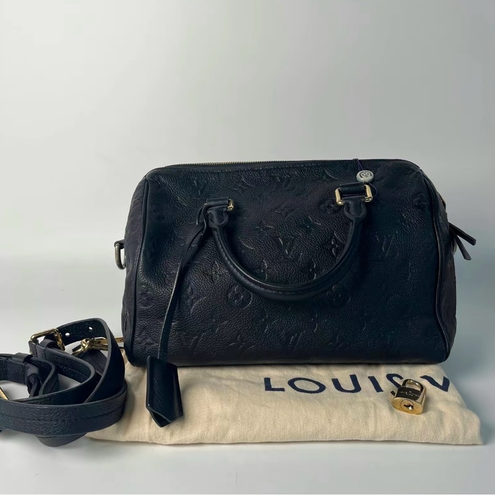 Louis Vuitton Black Embossed Leather Speedy Bandoulière
